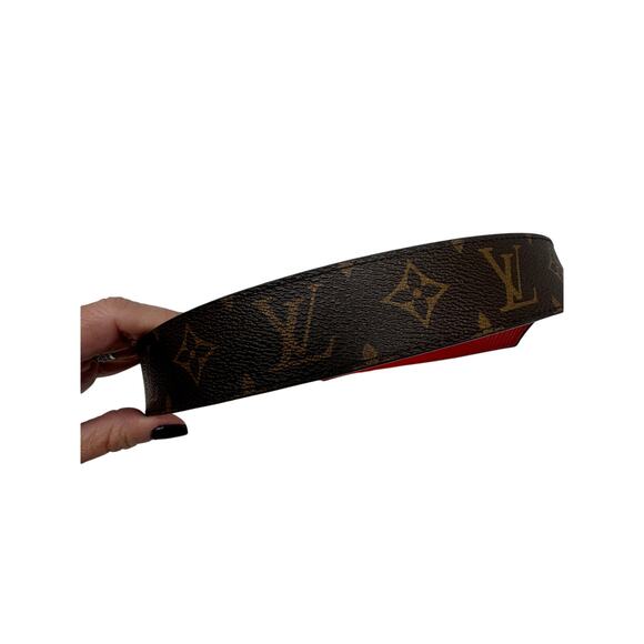 Louis Vuitton Leather Canvas Monogram LV Logo Buckle Reversible Belt Brown 85|34 main image 8